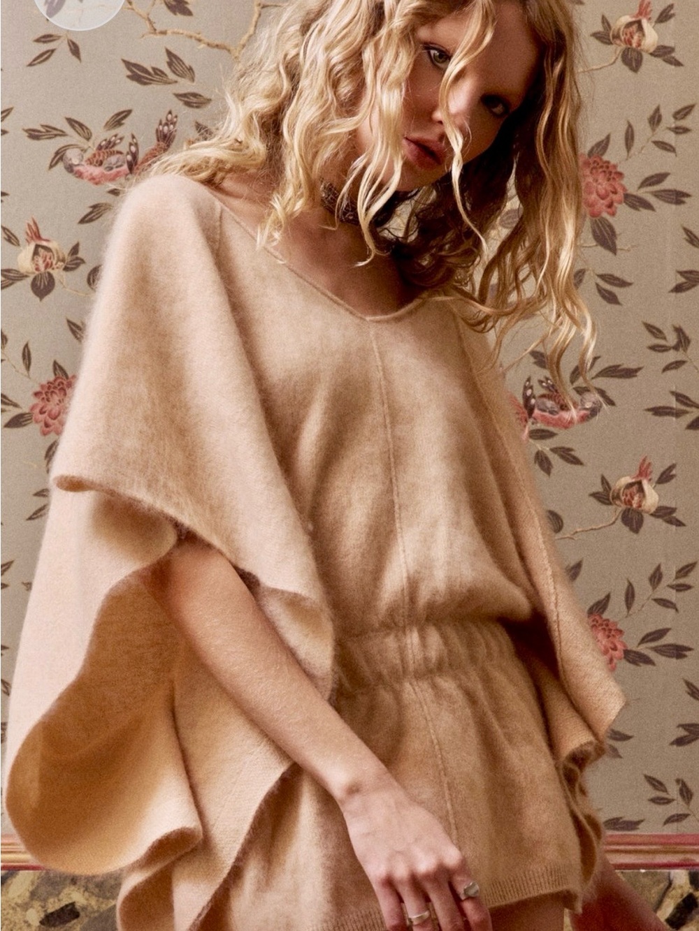 Mes Demoiselles Cream Knit Poncho Sweater
